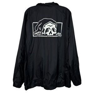 Lurking Class Black Button Down Fabric Lined Windbreaker Rain Jacket XL Skater